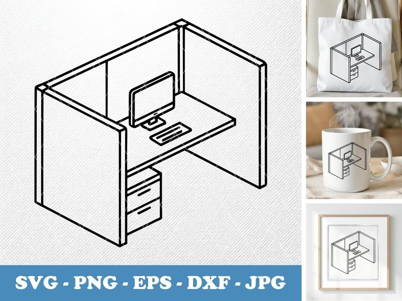 Cubicle classic svg icon | Workspace Icon, Computer Desk, Office Furniture SVG, PNG, EPS, DXF for Cricut & Silhouette