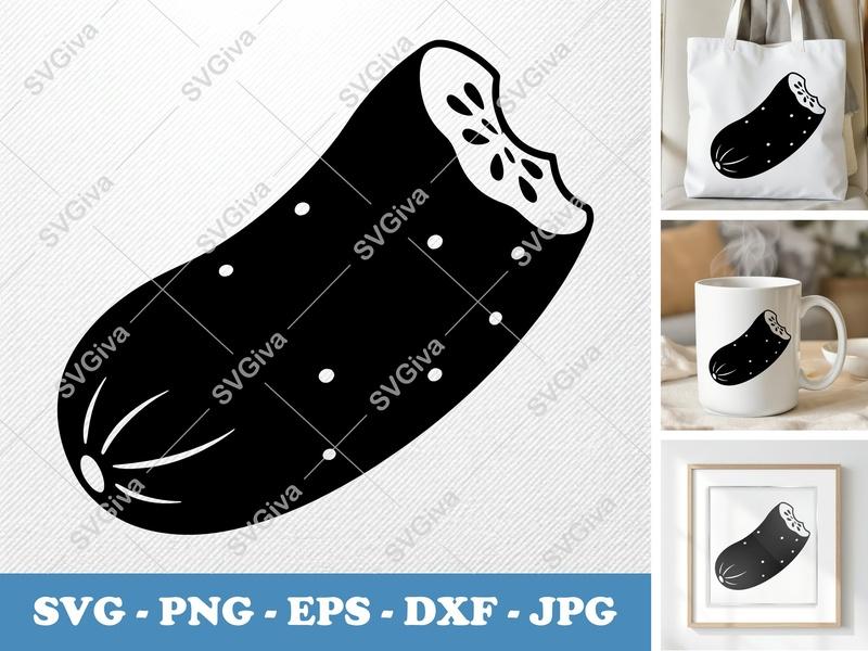 Cucumber Partially Eaten SVG | Puffy Pillow Soft Design | PNG DXF EPS | Cricut Silhouette Cut File