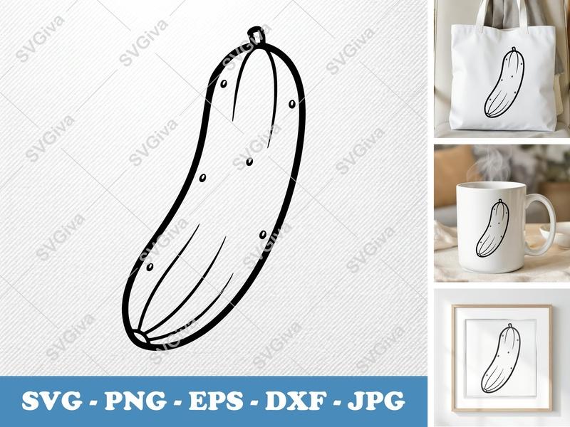 Cucumber SVG | Food Cut File Outline PNG DXF EPS Cricut Silhouette