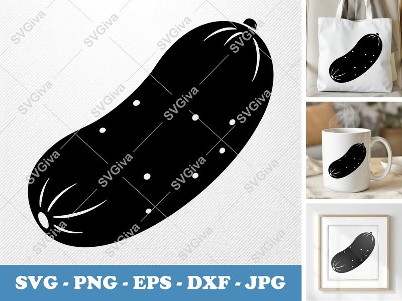 Cucumber SVG | Puffy Pillow Soft Design | PNG DXF EPS | Cricut Silhouette File