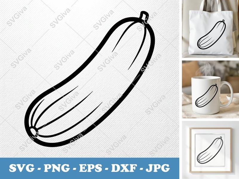 Cucumber SVG | Vegetable Cut File PNG DXF EPS Cricut Silhouette Kitchen Decor