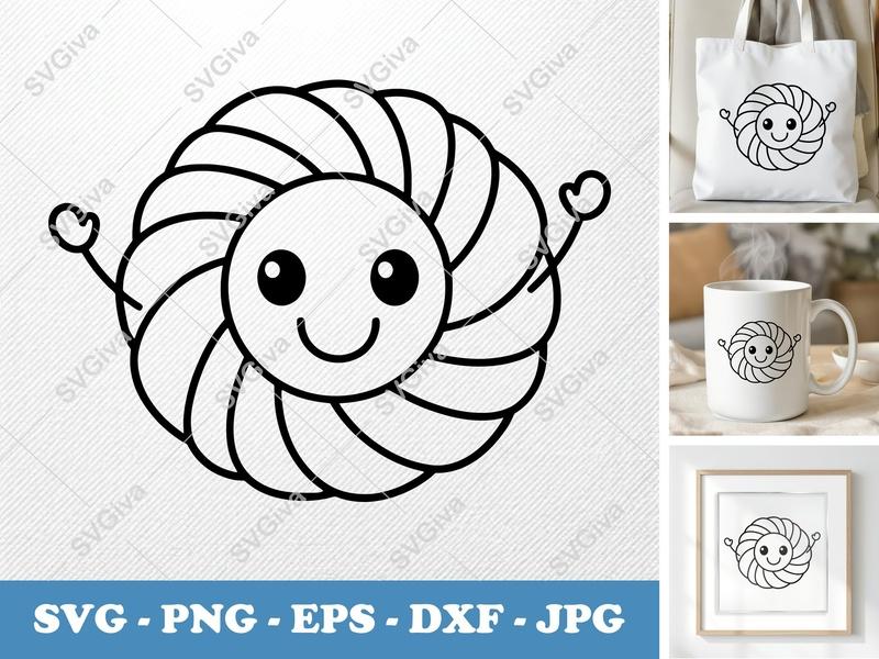Danish Kawaii Pastry SVG | Cute Food PNG EPS DXF for Cricut, Silhouette | Bakery Sweet Treat Cut File