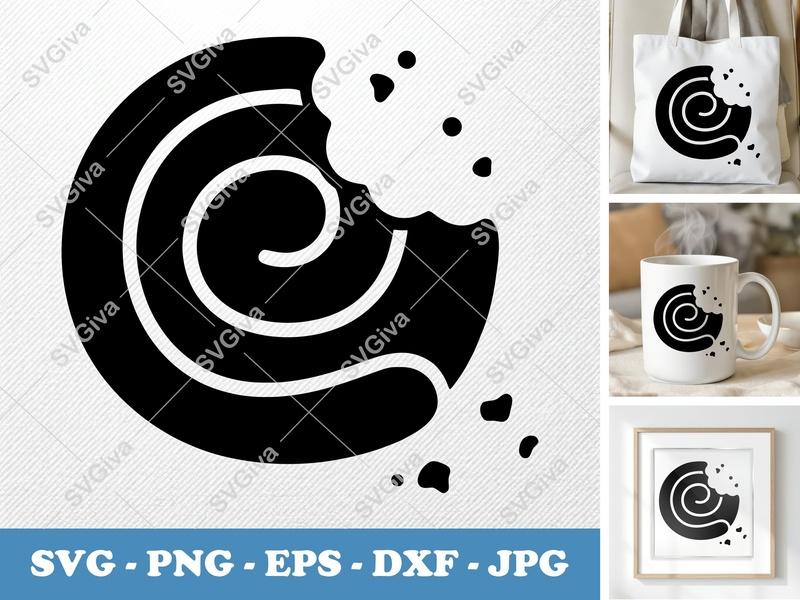 Danish Partially Eaten SVG | Puffy Soft Forms | PNG DXF EPS | Cricut Silhouette Baking Fun