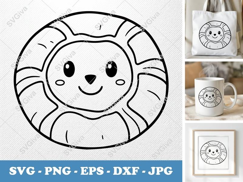 Danish Pastry SVG | Cute Cartoon Face | Food Clip Art for Cricut & Silhouette | PNG EPS DXF Vector Cut File