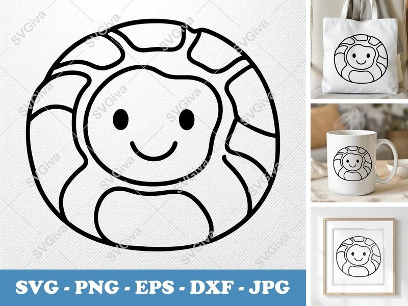 Danish Pastry SVG | Cute Kawaii Face Cut File | Modern Clean Design | PNG EPS DXF for Cricut Silhouette