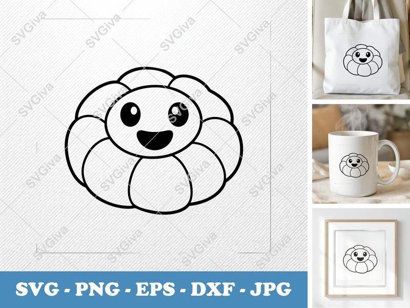 Danish Pastry SVG, Cute Kawaii Outline, Bakery Food SVG, PNG, EPS, DXF for Cricut & Silhouette Cutting Machine
