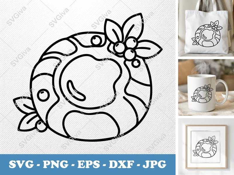 Danish Pastry SVG, Modern Clean Design, Berries Leaves | PNG EPS DXF | Cricut Silhouette File