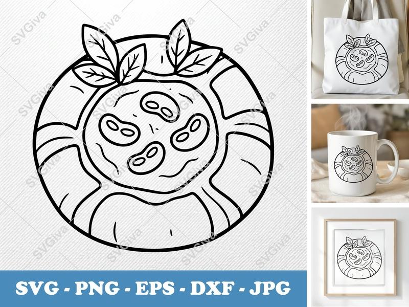 Danish Pastry SVG | Modern Food Outline File, Bakery Dessert Art, SVG, PNG, EPS, DXF for Cricut & Silhouette