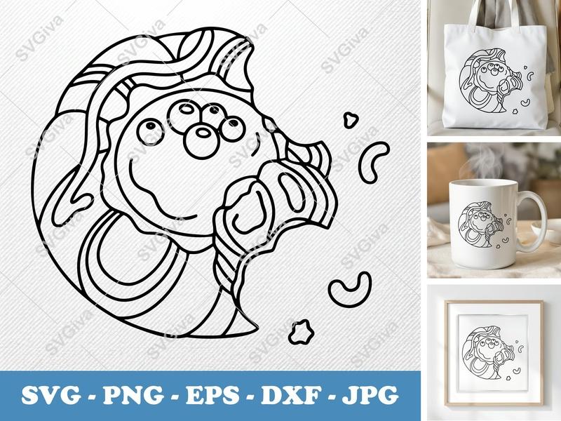 Danish SVG Cut File | Modern Pastry with Berries, Bitten | PNG EPS DXF for Cricut & Silhouette | Food Dessert Clipart