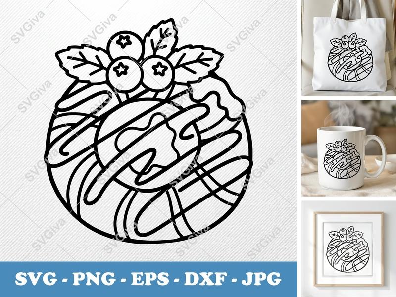 Danish SVG Pastry Cut File | Berry Dessert Clipart, Cake & Frosting Design | PNG EPS DXF for Cricut Silhouette