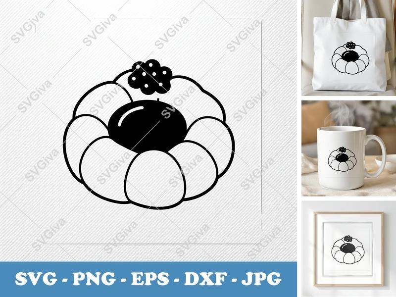 Danish SVG Pastry Cut File | Modern Bakery Food Art | PNG EPS DXF | Cricut Silhouette Design | Sweet Treat Clipart