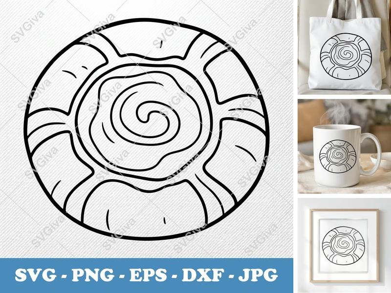 Danish SVG Pastry Roll Design | Modern Clean Swirl | Food Cut File for Cricut, Silhouette | PNG EPS DXF Vector