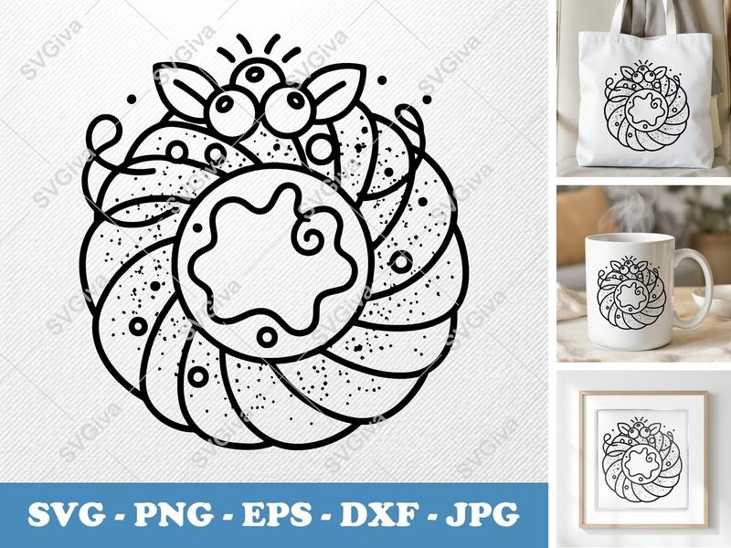Danish with Garnish SVG | Friendly Bean-Shaped Forms | PNG DXF EPS | Cricut Silhouette Baking Cut File