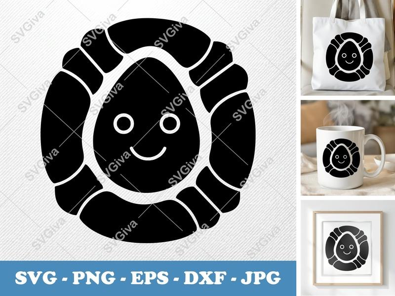 Danish with Smiling Face SVG | Puffy Soft Shapes Cut File | PNG DXF EPS for Cricut Silhouette