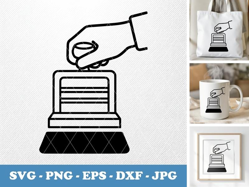 Date Stamp in active use SVG | Hand Pressing Office Stamp | PNG EPS DXF | Cricut Silhouette File