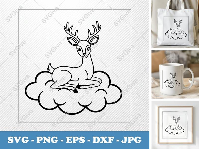 Deer SVG | Rounded Friendly Bean-Shaped | Cloud Design | PNG DXF EPS | Cricut Silhouette File