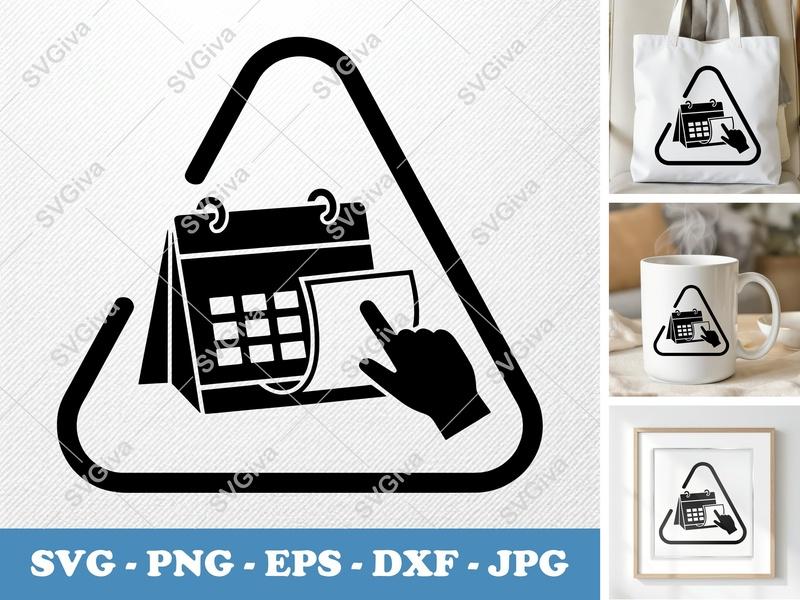 Desk Calendar in active use SVG | Minimal Calendar Flipping Hand Design | PNG DXF EPS for Cricut Silhouette