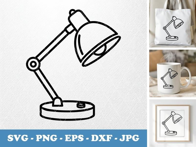 Desk Lamp classic svg icon | Desk Light, Reading Lamp, Office Decor | SVG, PNG, EPS, DXF for Cricut & Silhouette