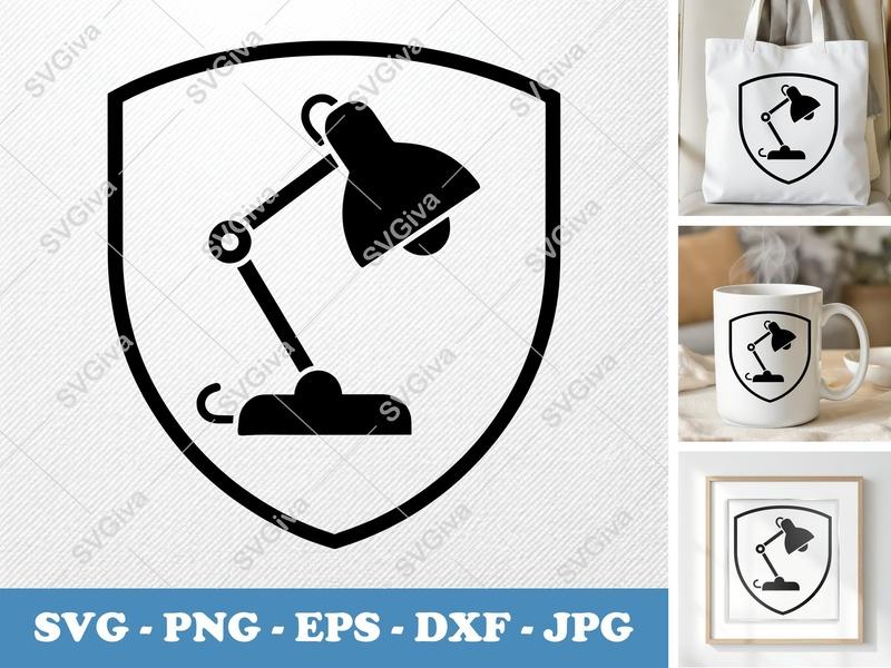 Desk Lamp SVG | Modern Clean Design | Desk Light PNG EPS DXF | Cricut Silhouette Cut File