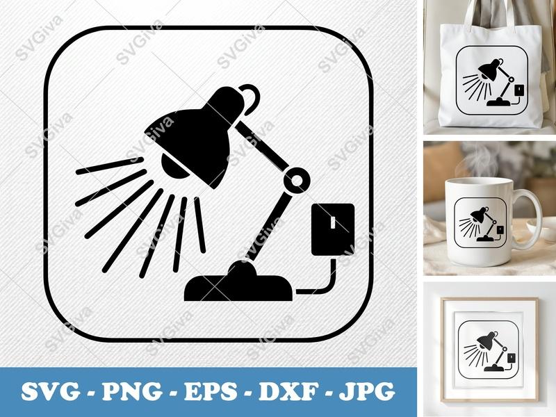 Desk Lamp SVG | Modern Task Light | Desk Light Cut File | PNG EPS DXF for Cricut Silhouette