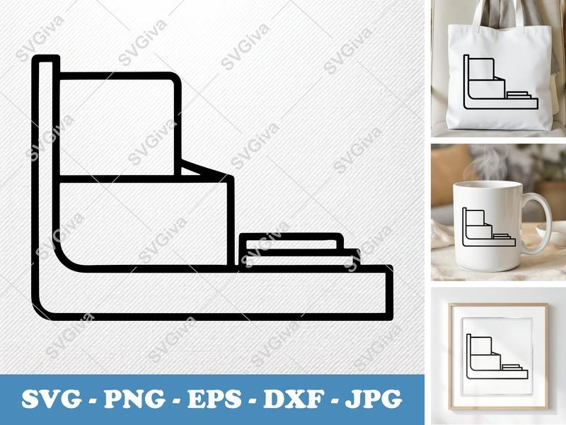Desk Organizer SVG, Modern Clean Design, Pen Holder, File Tray | PNG EPS DXF | Cricut Silhouette Cut File