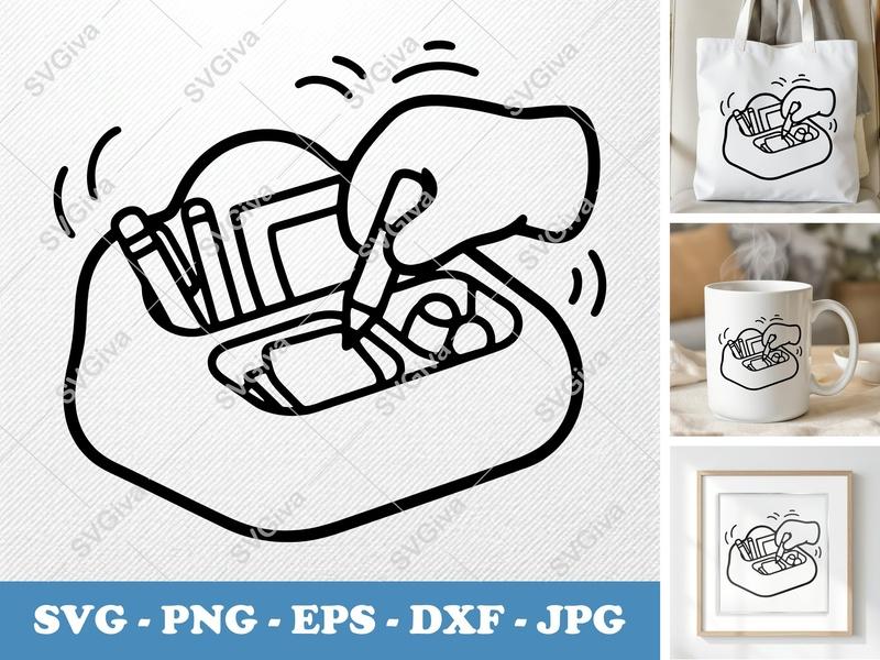 Desk Organizer SVG, Modern Clean Design, Pen Holder, Office Supply Storage, Cricut Cut File, Silhouette, PNG EPS DXF
