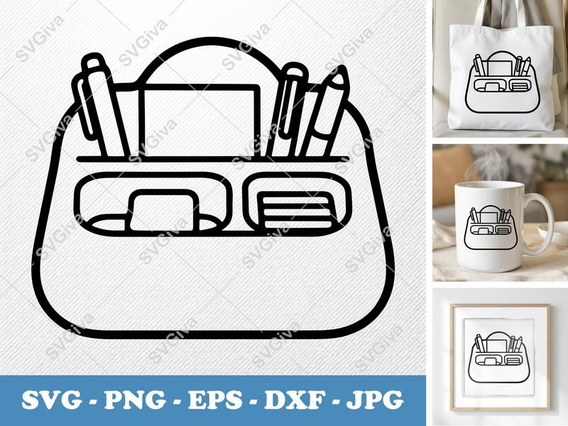 Desk Organizer SVG | Modern Pen Holder Cut File | PNG EPS DXF for Cricut, Silhouette, Office Decor, Crafting