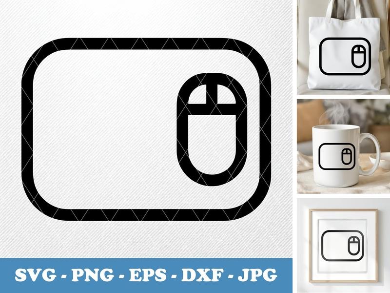 Desk Pad classic svg icon | Mouse Pad Design, Rounded Outline, White Fill | SVG PNG EPS DXF for Cricut Silhouette