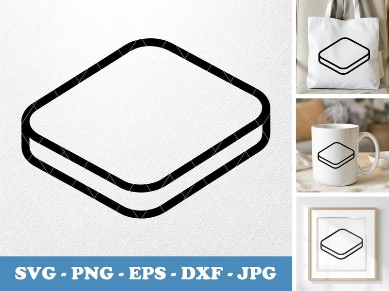 Desk Pad isometric angle SVG Rounded Body Outline, PNG, EPS, DXF | Cricut Silhouette Cut File, Workspace Icon