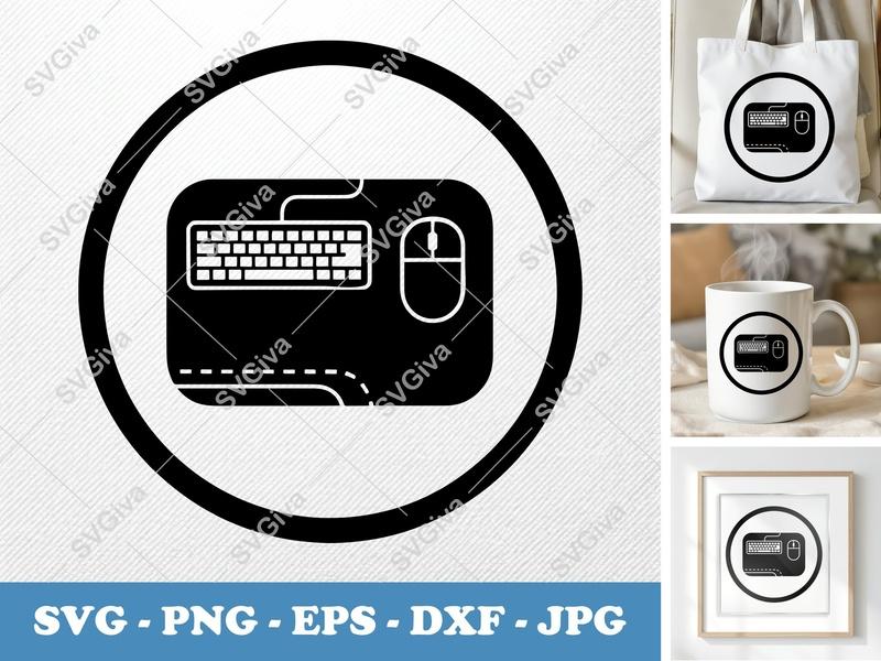 Desk Pad SVG, Modern Computer Keyboard Mouse Mat, PNG EPS DXF for Cricut Silhouette, Workspace Decor Cut File