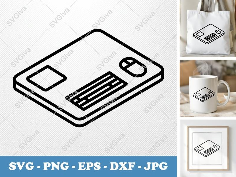 Desk Pad SVG | Modern Isometric Style with Mouse & Keyboard | PNG EPS DXF for Cricut Silhouette