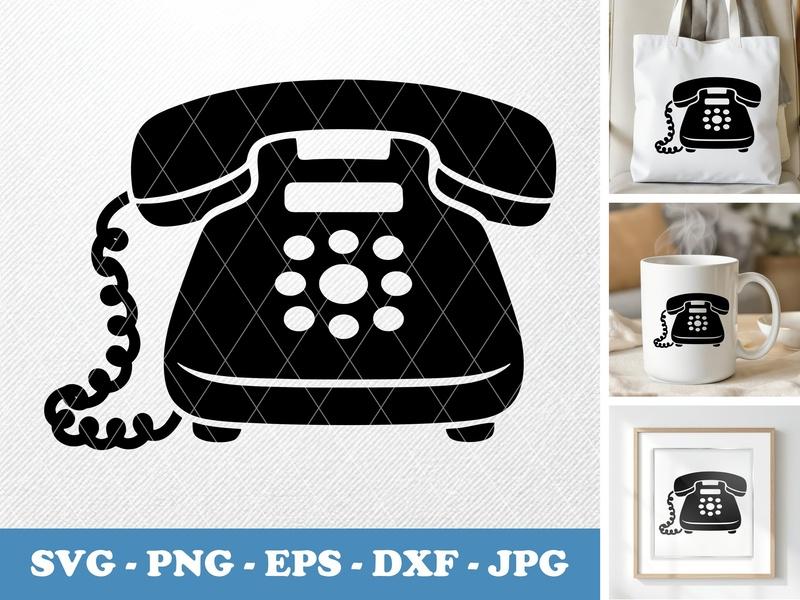 Desk Phone classic svg icon | Puffy Soft Shapes, Inflated Style | SVG PNG EPS DXF for Cricut, Silhouette, Retro Decor