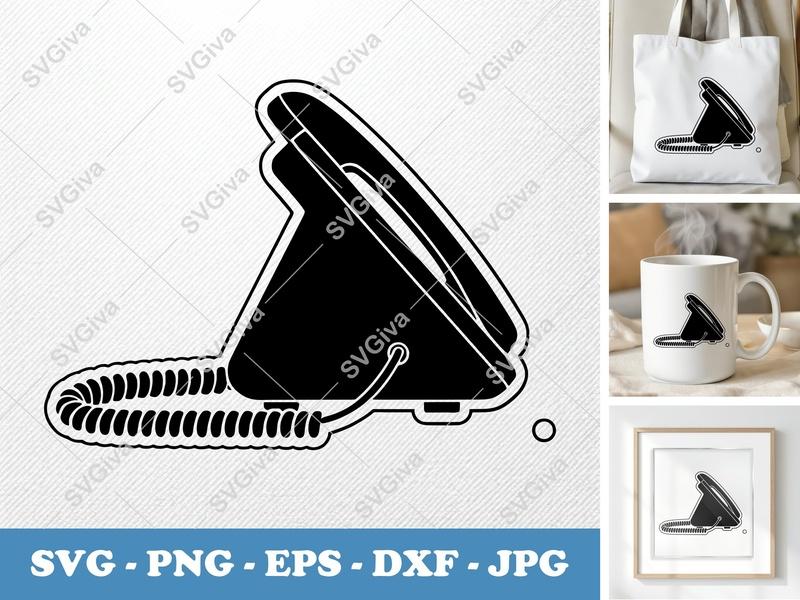 Desk Phone SVG, Modern Clean Design, Corded Telephone PNG EPS DXF for Cricut & Silhouette, Office Clipart