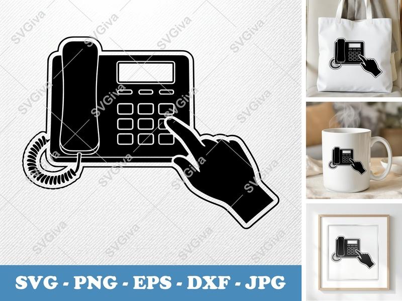 Desk Phone SVG, Modern Clean Design, Hand Dialing, SVG PNG EPS DXF | Cricut Silhouette File