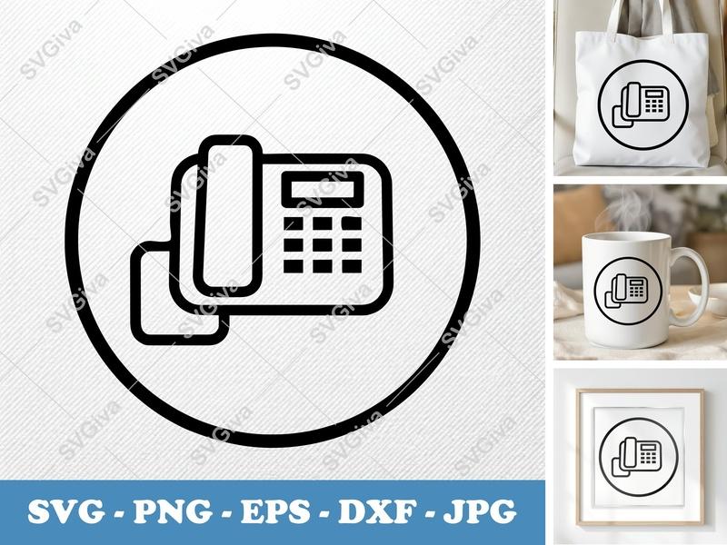 Desk Phone SVG | Modern Clean Design Icon, Business Communication PNG EPS DXF for Cricut Silhouette