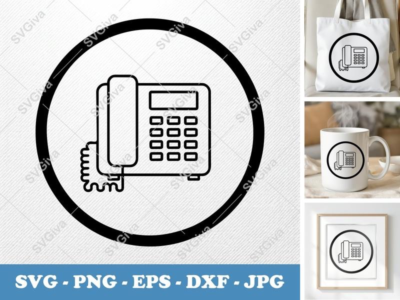 Desk Phone SVG, Modern Clean Icon, Corded Telephone, PNG EPS DXF | Cricut Silhouette Cut File Vector