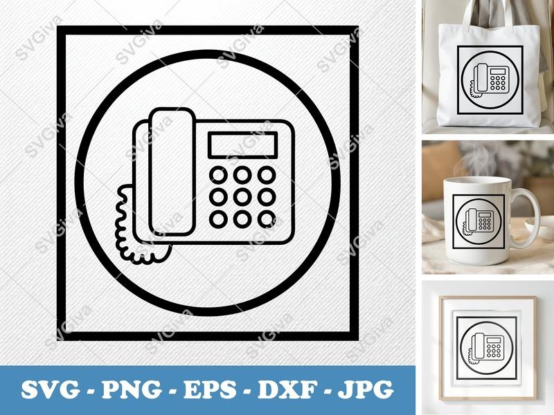 Desk Phone SVG | Modern Clean Icon, Telephone Clipart | PNG EPS DXF for Cricut, Silhouette, Vector