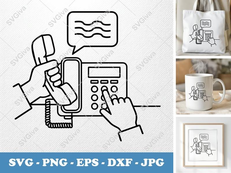 Desk Phone SVG | Modern Communication Clipart | PNG EPS DXF for Cricut Silhouette