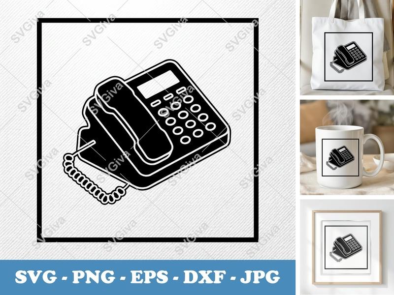 Desk Phone SVG | Modern Icon, Landline, Office Clip Art | PNG EPS DXF for Cricut, Silhouette