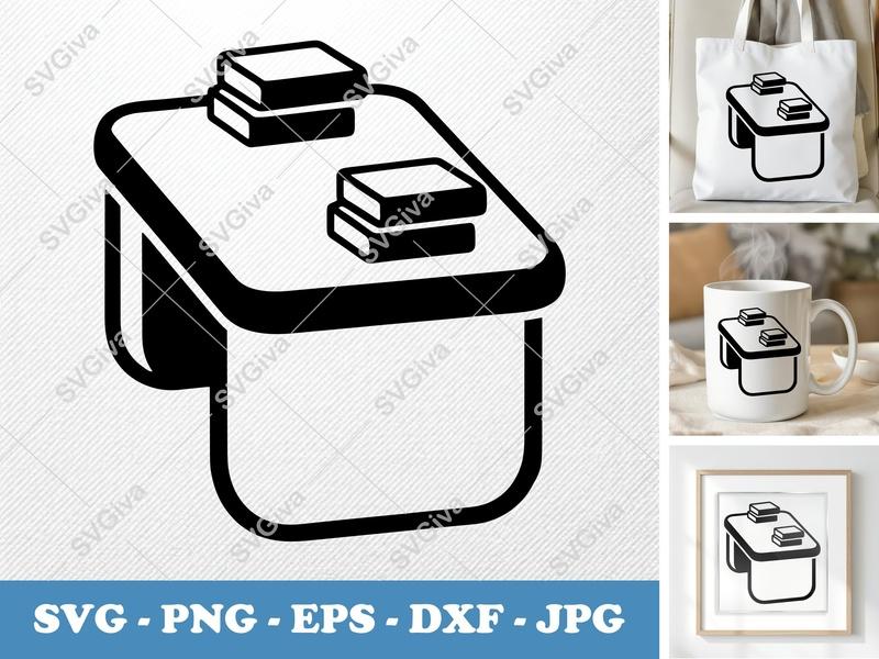 Desk SVG, Modern Clean Design, Books, Workspace Clipart | PNG EPS DXF for Cricut, Silhouette
