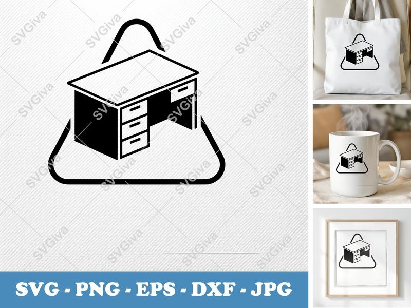 Desk SVG | Modern Clean Design, Minimalist Furniture, Home Office | PNG EPS DXF for Cricut, Silhouette