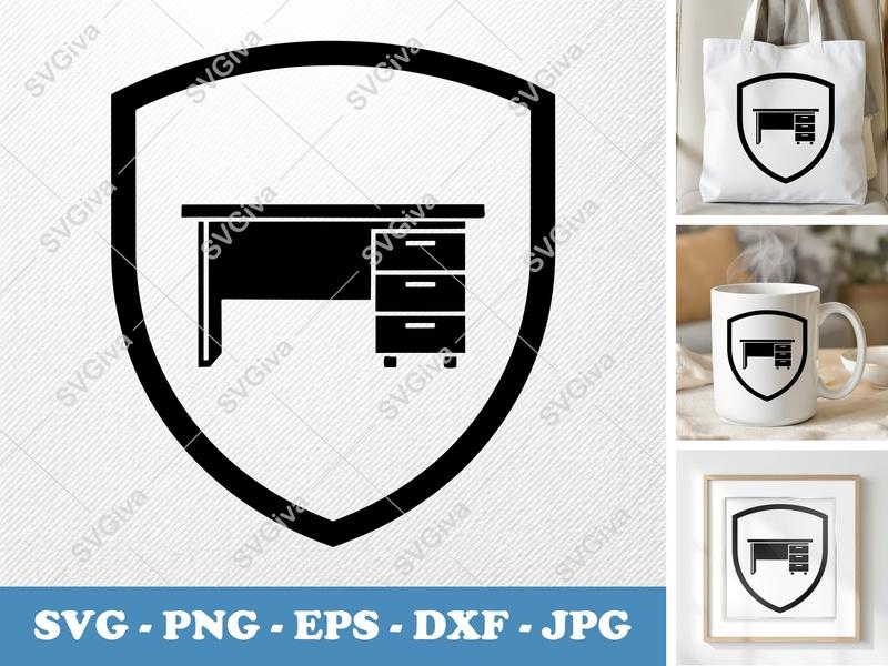 Desk SVG | Modern Minimalist Design, Workstation Clipart | PNG EPS DXF for Cricut, Silhouette