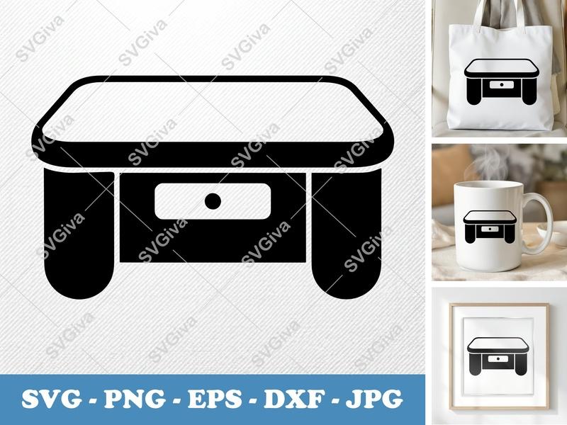 Desk SVG | Modern Minimalist Table with Drawer | PNG EPS DXF for Cricut, Silhouette, Vector Clipart