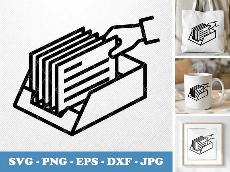 Document Tray in active use | Hand Inserting Document SVG PNG EPS DXF | Cricut Silhouette File