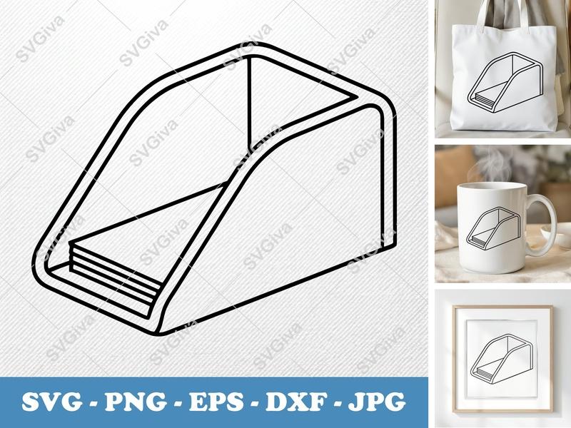 Document Tray in side view profile SVG, Double Outline Design, Papers, Office Supplies | PNG EPS DXF for Cricut Silhouette