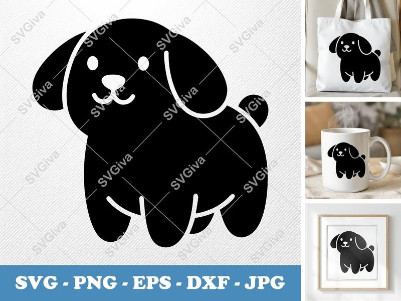 Dog SVG, Cute Puppy Clipart, Modern Pet Vector | PNG EPS DXF for Cricut & Silhouette, Animal Cut File