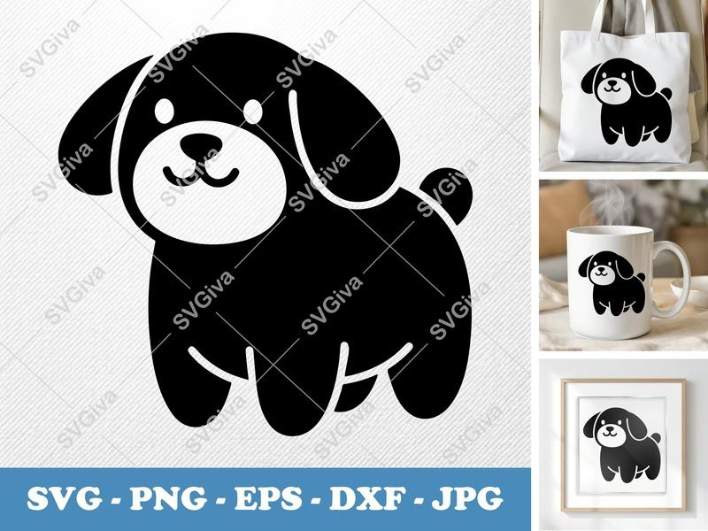 Dog SVG Cute Puppy Modern Clean Design | PNG EPS DXF | Cricut Silhouette File | Pet Animal Clip Art