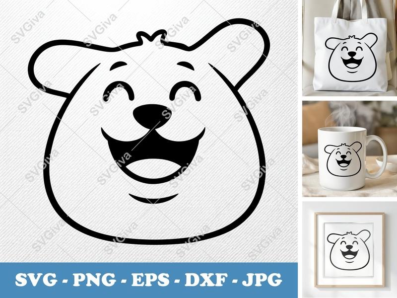 Dog SVG | Happy Puppy Face Cut File | Modern Cartoon Animal | PNG EPS DXF for Cricut & Silhouette