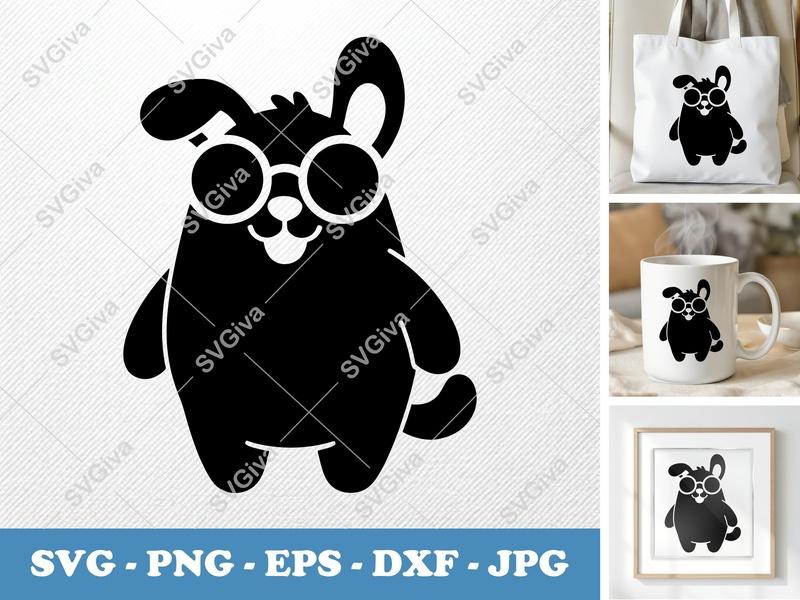 Dog wearing sunglasses SVG | Puffy Shapes, Pillow-Soft Design | PNG DXF EPS | Cricut Silhouette File