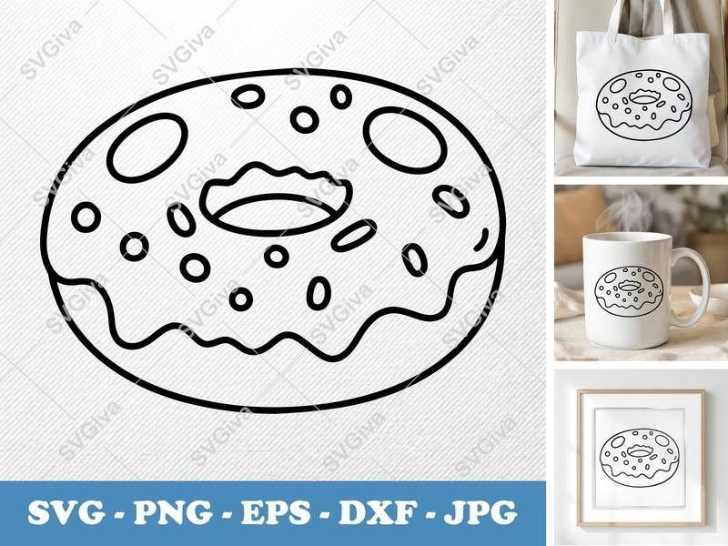 Donut SVG | Food Sweet Treat Cut File PNG DXF EPS Cricut Silhouette